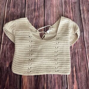 Cream Knit Crop Top